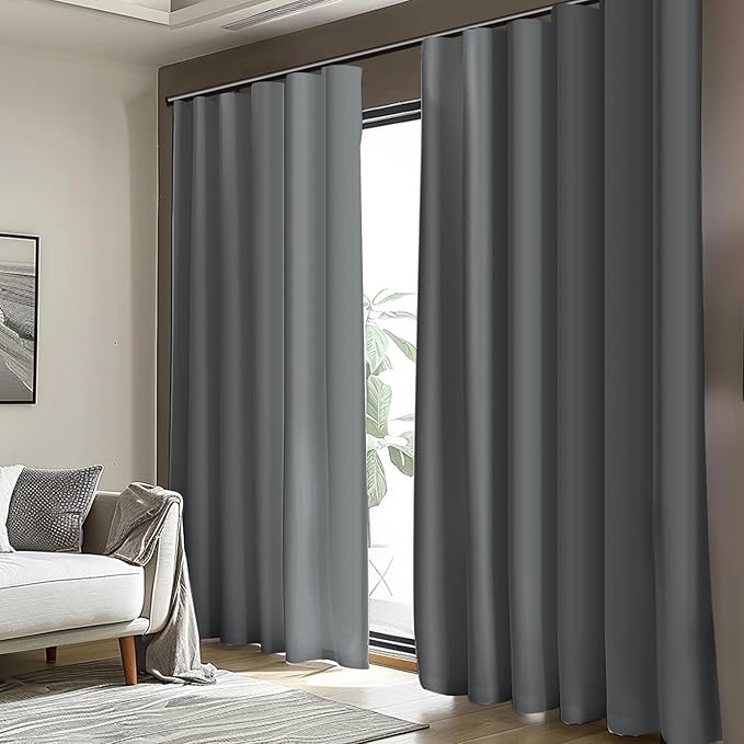 Room Divider Blackout Curtain Track Curtains Wall Dividers Panels Screen for Living Rooms Bedroom Office Privacy Partition Separation, W100 × L96 Inch,1 Panel, Light Grey