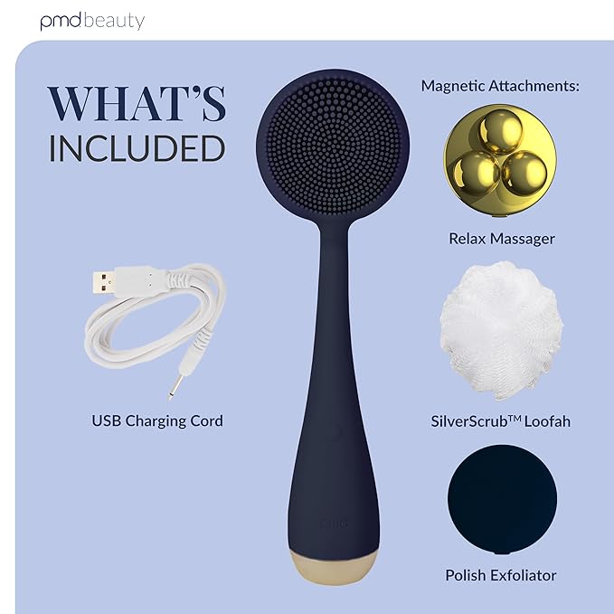 PMD Clean Body - Smart Body Cleansing Device with Silicone Brush & Three Interchangeable Attachments - Waterproof - SonicGlow Vibration - Cleanse, Exfoliate, & Massage Body