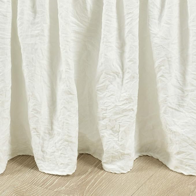 Lush Decor Ruched Ruffle Elastic Easy Wrap Around Bed Skirt Single Twin/Twin XL/Full Ivory - Twin Bed Skirt - Dust Ruffle - Cream Bedskirts