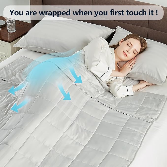 Weighted Blanket Queen Size (60"x80" 15lbs),Ultra Soft and Cozy Cooling Weighted Blanket Queen Size for Adult,Heavy Blanket with Machine Washable Soft Blanket, Light Grey