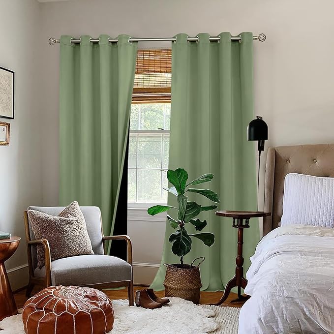 BGment Blackout Curtains 95 Inches Long 2 Panels Set for Living Room, Thermal Insulated 100% Light Blocking Curtains&Drapes, Grommet Soundproof Curtains for Bedroom Window, Each 52 Wide, Grass Green