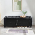 48“ Storage Ottoman Bench, Upholstered Button-Tufted End of Bed Bench with Soft-Close Hinge & Solid Wood Legs, Foot Rest for Living Room, Bedroom, Hallway (Faux Leather, Black)
