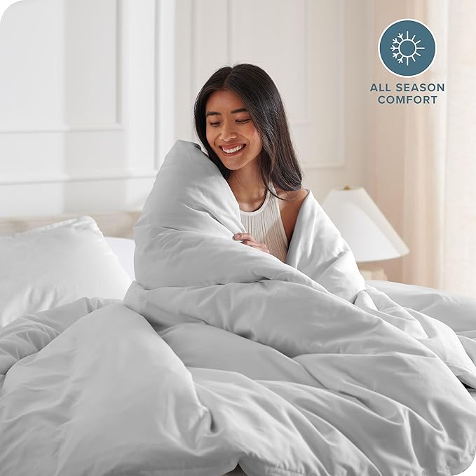 Bare Home Bedding Duvet Cover Oversized Queen - Premium 1800 Super Soft Collection - Lightweight, Cooling - Soft Breathable Bedding Duvet Cover (Oversized Queen, Cloud Grey)