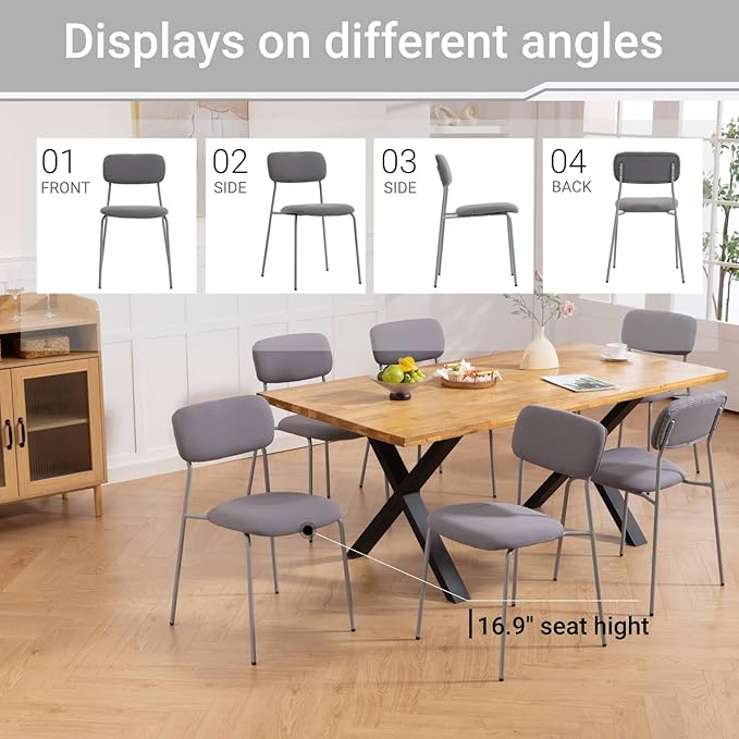 Stackable Chairs Set of 4, Indoor Dining & Waiting Room Chairs, 4-Pack, Grey.