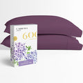 Carressa Linen 100% Egyptian Cotton Pillow Cases Queen Size Set of 2 - Luxury 600 Thread Count Plum Standard/Queen Size Pillowcases, Silky Soft, Cooling Sateen Weave Hotel Quality Bed Pillow Cover