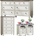 Farmhouse Dressers & Night Stand Set of 4, Wood 54" Wide Dresser & 45" Tall Chest of Drawers, 18" with Charging Station Nightstand Set of 2, Bedroom Furniture Dresser Set for Home Living Room Hallway