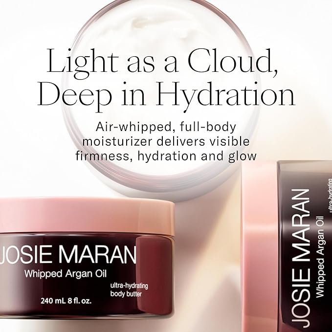 Josie Maran Cali Glow Collection Body & Skincare Set - Includes EveryBODY Wash Now! Moisture Mousse Cleanser, Whipped Argan Oil Face & Body Butter & Pineapple Enzyme Pore Clearing Cleanser (4 Count)