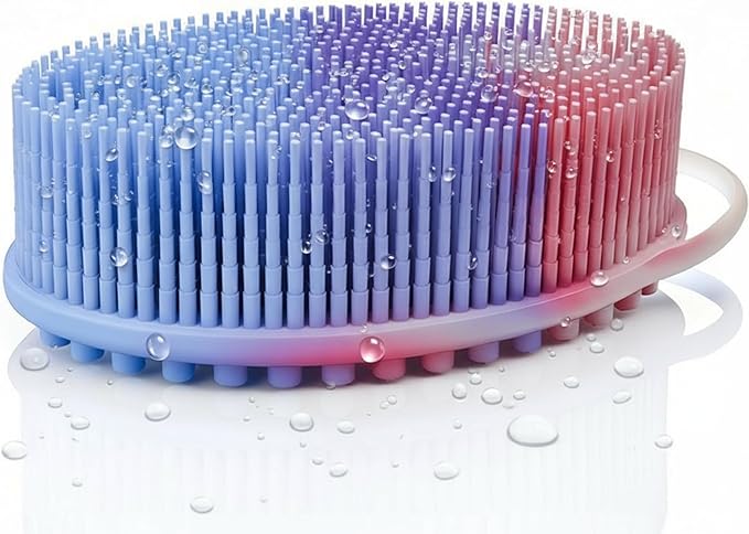 Silicone Body Scrubber for Shower - Gentle Exfoliating Back Scrubber with Soft Bristles - Avilana Premium Dual Sided Bath Brush Massage - Loofah Alternative for Sensitive Skin - Gift Women Men