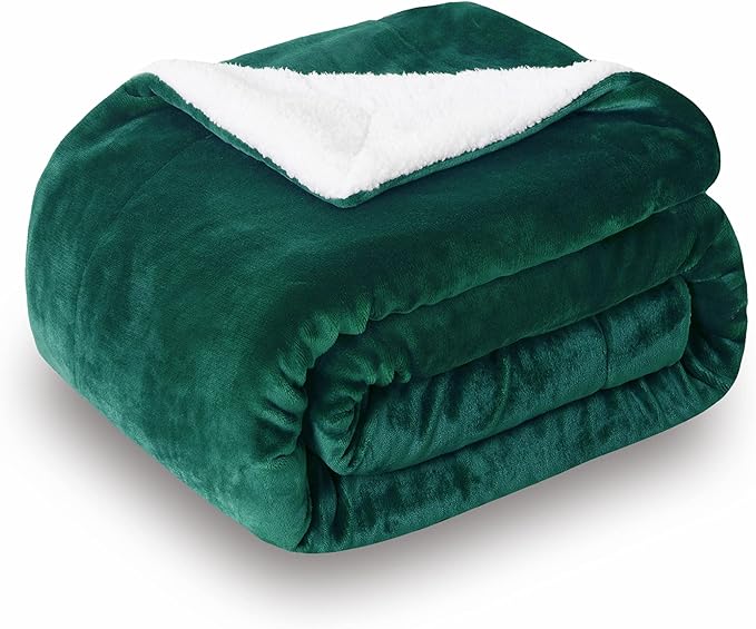 SOCHOW Sherpa Fleece Throw Blanket, Double-Sided Super Soft Luxurious Plush Blanket Throw Size, Green, 50x60 inches