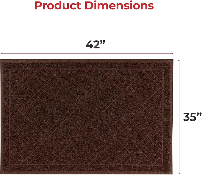 SlipToGrip Universal Door Mat, Plaid Design - Brown, 42 x 35 - Anti Slip, Durable and Washable, Outdoor, Indoor Floor Welcome Mat - Patio, Front Door, Dust Absorbent