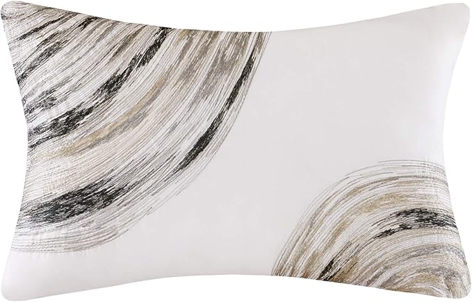Madison Park Essentials King Comforter Set, Bed in a Bag King, Watercolor Print Coastal Comforter & Chambray Cotton Sheet Set, All Season Bedding Set, Saben, Taupe King (104 in x 92 in) 9 Piece