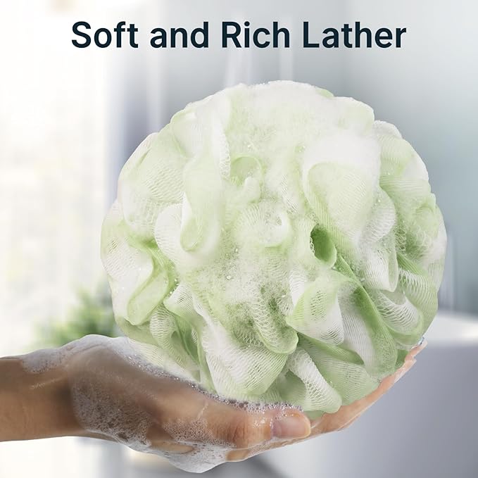 AmazerBath Loofah Sponge, Shower Loofah 60g/PCS - Body Scrubber Loofa Set of 3 Tranquil Tints Trio, Bath Sponge for Men and Women
