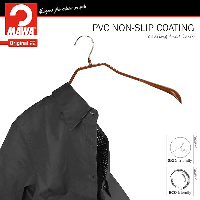 Mawa by Reston Lloyd, Non-Slip Steel Suit/Jacket Hanger, Wide Supportive Sholders with Rotating Hook, Copper, 1 Piece