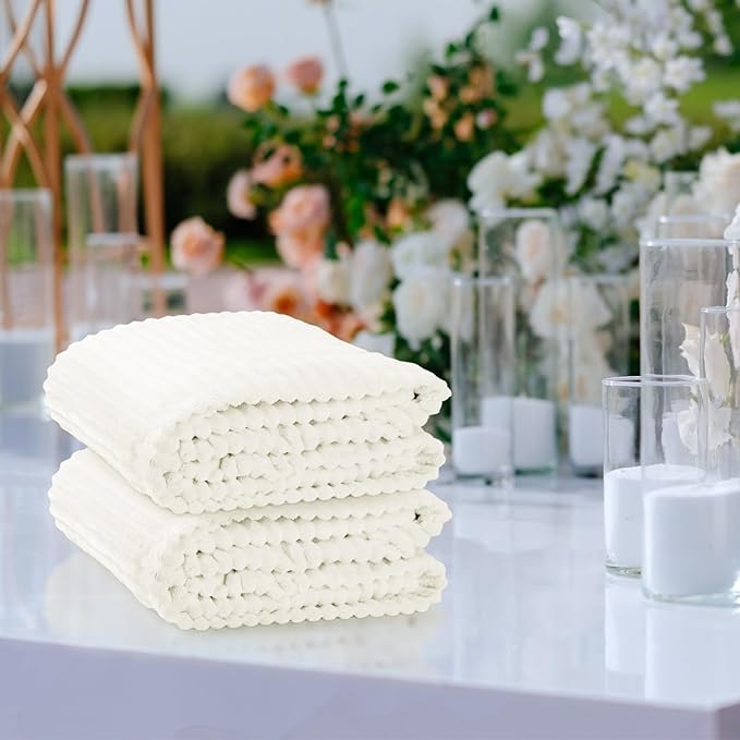 Buryeah 12 Pcs Flannel Throw Blanket Bulk 50 x 60 in Sleepover Blanket Outdoor Wedding Throw Lightweight, Oeko-tex Standard 100 Certified for Sofa Homeless Gifts (White)