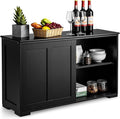 Costzon Sideboard Buffet Cabinet, Wooden Kitchen Storage Cabinet with Adjustable Shelf, Sliding Barn Door, Accent Coffee Bar Cabinet Console Table for Living Room, Dining Room, Hallway (Black)
