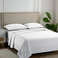 Carressa Linen Luxury Egyptian Cotton California King Stripe Sheet Set - 600 Thread Count Extra Long Staple 4 PC Set, Crisp White Cal King Stripe Sheets, Soft, Cooling Sheets Upto 18 in Deep Pocket