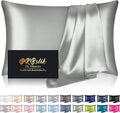 Mulberry Silk Pillow Cases King Size, Silk Pillowcase for Hair and Skin, Both Sides Natural Silk Satin Pillowcase for Sleeping Women with Zipper, Gifts for Women Men, Silver Grey