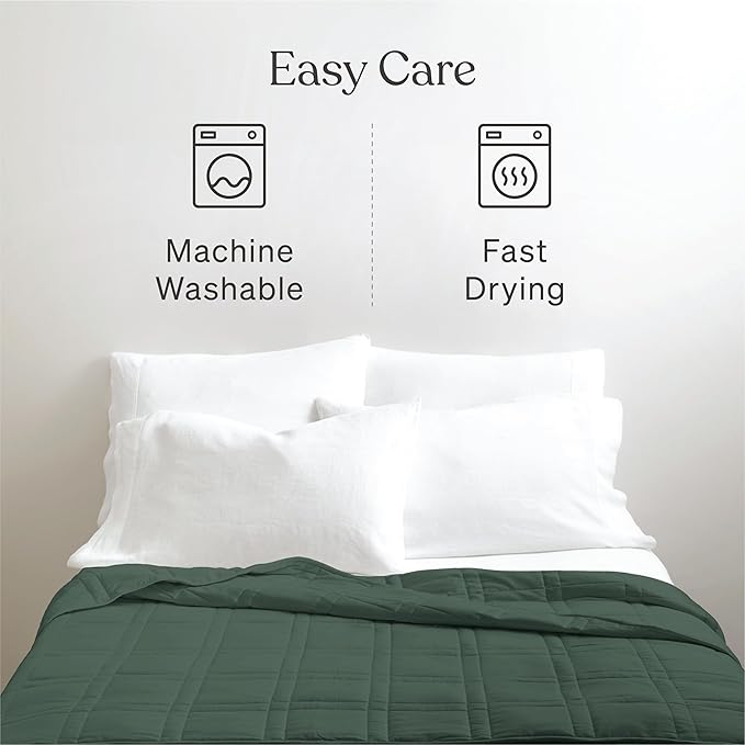 Baloo Weighted Blanket for Adults 20 lb (Spruce Green, 60"x80") | Cool & 100% Cotton | Machine Washable & Dryer Safe | Glass Microbead Fill