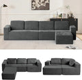136" Cloud Sectional Couch, Left/Right Facing Convertible Sofa with Deep Seat, L-Shape Modular Upholstered Foam Couch for Living Room Bedroom, No Assembly Required (Corduroy Fabric, Grey)