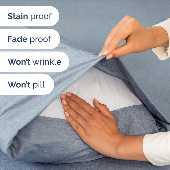 King 6 Piece Sheet Set - Cooling & Breathable - Hotel Luxury Bedding, Includes Fitted Sheet for Women, Men, Kids and Teens - 1 Flat, 1 Fitted Sheet, 4 Pillowcases with Deep Pockets - Heathered Blue