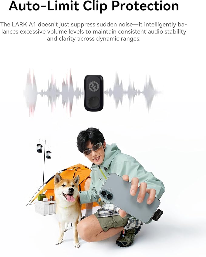 Hollyland Lark A1 Wireless Microphone for iPhone 15/16 & Android, 48kHz/24-bit, 3-Level Intelligent Noise Cancel, Magnetic Mini Microphone for YouTube, Podcast, Vlogging (Black, 2TX + USB-C RX)