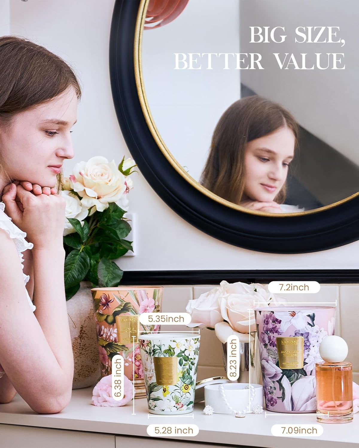 M&SENSE Apple Crumble Scented Natural Soy Wax Candle, 14.1oz 60 Hours Long Lasting Slow Burning Candles for Home Decor, Aromatherapy Candle for Stress Relief