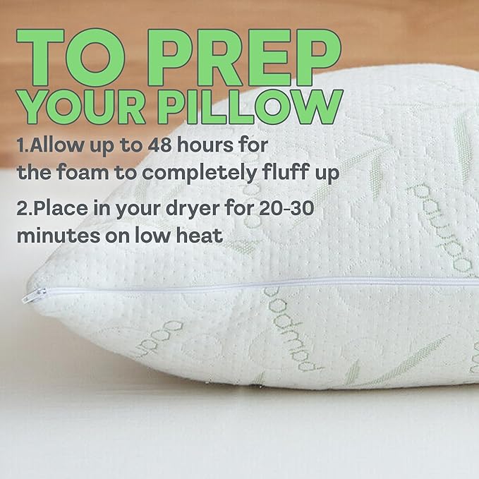Sacred Thread Memory Foam Pillow, Adjustable Firmness, Soft, Aloe Infused - Cooling Bed Pillows for Sleeping - Back, Stomach, Side Sleeper - Rayon Cover, Machine Washable