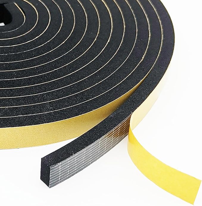 Weather Stripping Door Seal Strip, Strong Adhesive, Weatherproof, Reduce Noise, Gap Filler, Foam Insulation Tape for Doors and Windows (1/2 in x 1/4 in x 13 Ft)