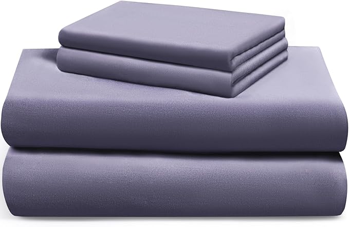 LuxClub Queen Sheet Set, 100% Rayon Derived from Bamboo Cooling Sheets, Breathable & Soft Deep Pocket Up to 16", Hotel Luxury Silky Sheets Queen Size, Light Grey