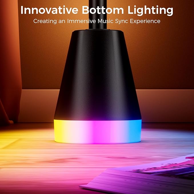 2PCS RGB Corner Floor Lamp, 60 Inch Bright Standing Lamps for Bedroom with APP and Remote Modern Floor Lamp Color Changing Ambience Light with Music Sync and 16 Million Colors
