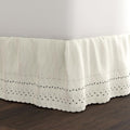 Fresh Ideas Eyelet Bed Skirt, Ruffled Design, 14 Inch Drop, Embroidered Scalloped Edge, Queen, Ivory