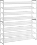 Shoe Rack, Long Shoe Organizer,Max Holds 50 Pairs,8 Tier Metal Shoe Storage Shelf,4-Tier Stackable Shoes Organizer for Garage, Entryway,White