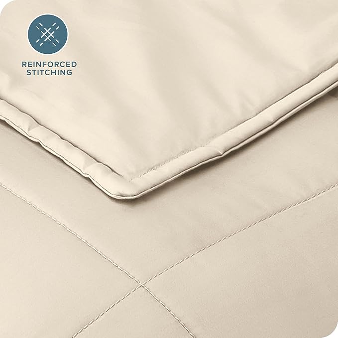 Bare Home Weighted Blanket Full or Queen Size 15lb (48" x 72") for Adults - All-Natural 100% Cotton - Premium Heavy Blanket Nontoxic Glass Beads (Sand, 48"x72")
