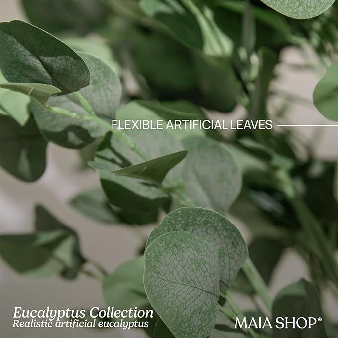 Maia Shop 5ft 11in Artificial Eucalyptus Tree Plant for House, Apartment or Office – Realistic Fake Indoor Plants for Living Room, Kitchen, Bedroom, Entryway or Bathroom – Faux Greenery for Home Décor