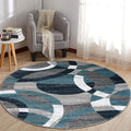 Rugshop Contemporary Abstract Circles Perfect for high Traffic Areas of Your Living Room,Bedroom,Home Office,Kitchen Round Rug 6' 6" Blue (6' 6" Diameter)