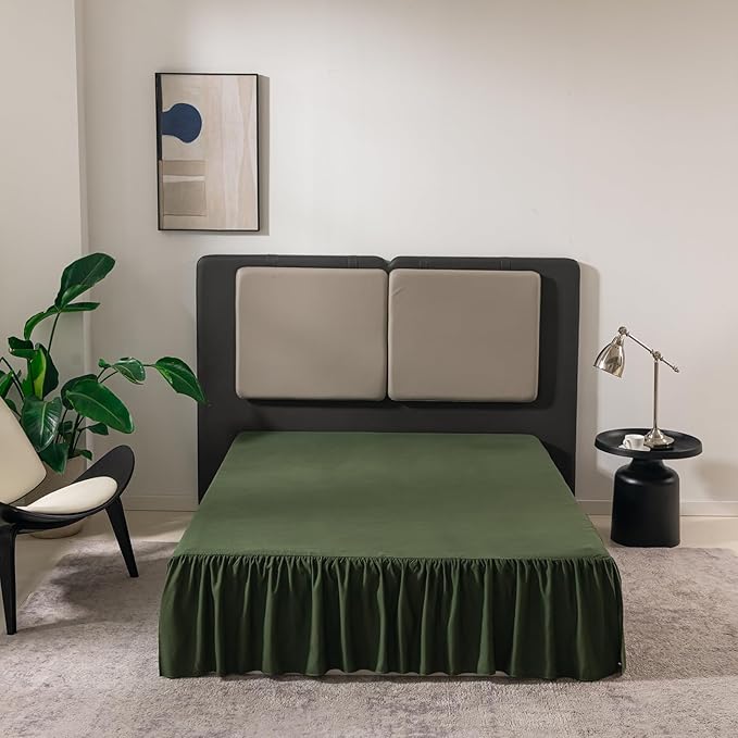 Green Bed Skirt Full Size Ruffled Bed Skirt with Split Corners, Full Bed Skirt 16 Inch Drop, Full Size Bed Skirt Green for Ruffled Bed Skirt with Split Corners, Bed Skirt Full Size