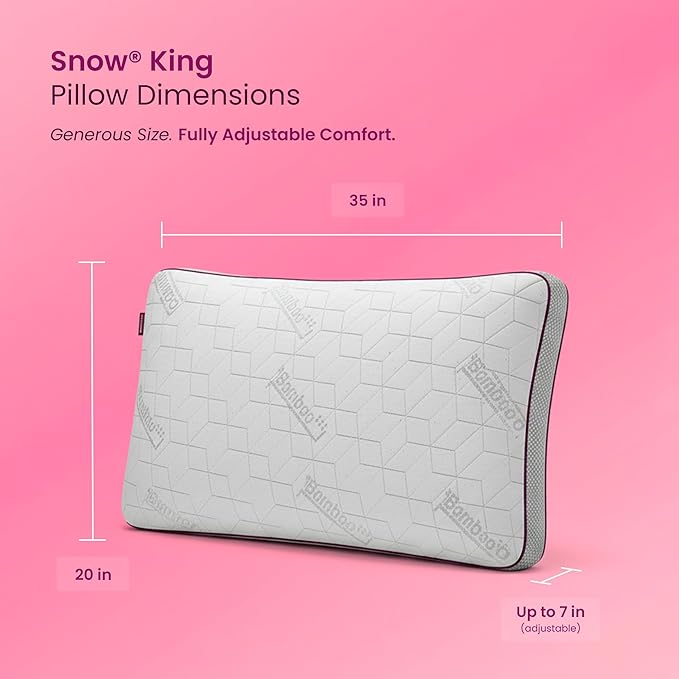 IWS I WANNA SLEEP Adjustable Cooling Pillow, Neck Support, Bed Pillows for Sleeping, Gel Cross Cut Memory Foam, Side Sleepers, Snow® Pillow (1, King (U.S. Standard))