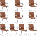 Wahson Office Guest Chairs Set of 10, Leather Reception Chairs, Mid Back Waiting Room Chair, Conference Chairs with Sled Base, Desk Chair No Wheels for Meeting/Lobby/Restroom, Coffee