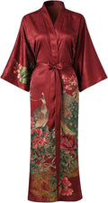 Ledamon Women's Kimono Long Robe - Classic Floral Bathrobe Nightgown