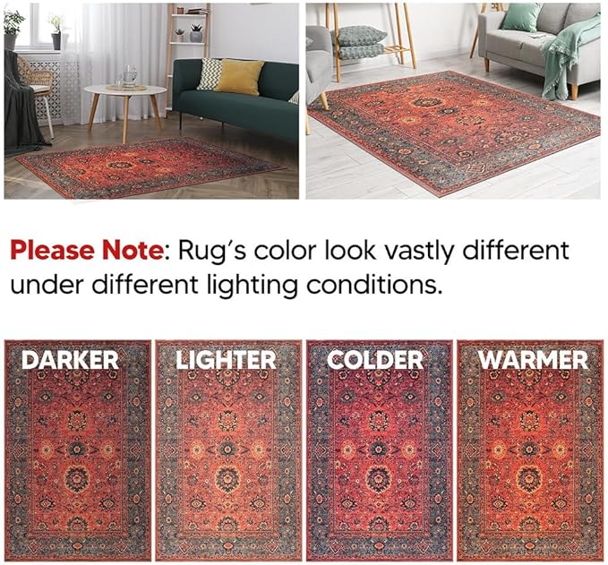 Keen Home Design 2x12 Rug - Machine Washable Runner with Non-Slip Backing, Ideal for Hallway, Entryway, Kitchen, Laundry Room - Vintage, Easy Clean, Durable, Low Pile Rug - (2'6" x 12')