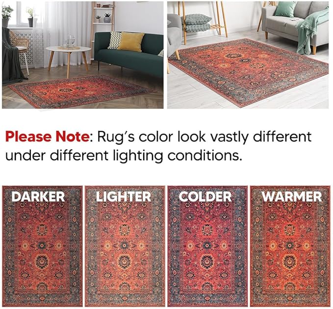 Keen Home Design 2x7 Rug - Machine Washable Runner Rug with Non-Slip Backing, Ideal for Hallway, Entryway, Kitchen, Laundry Room - Vintage, Easy Clean, Durable, Low Pile Rug - (2'6" x 7')