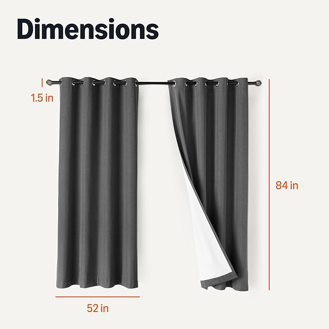 Amazon Basics 100% Blackout Curtains with Grommets, 2 Panels, 52 x 84 Inches, Black