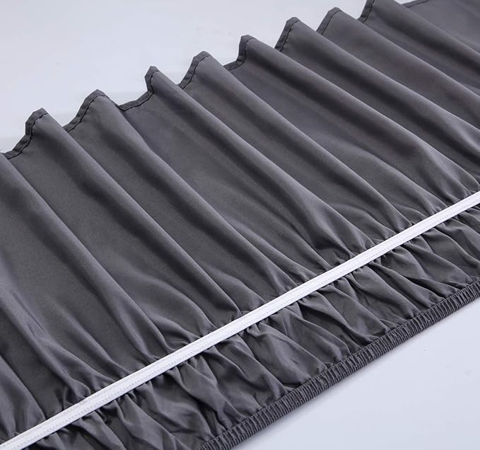 MEILA Wrap Around Bed Skirt Three Fabric Sides Elastic Dust Ruffled 18 Inch Tailored Drop,Easy to Install Fade Resistant-Dark Grey, Queen/King