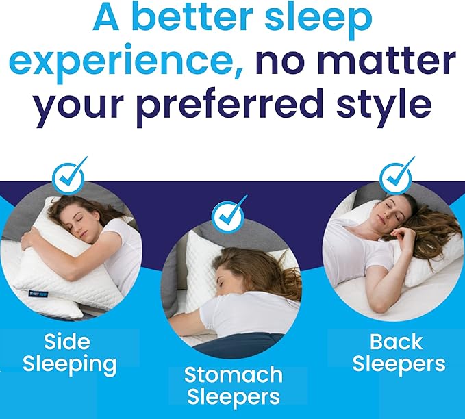 Sidney Sleep Pillow for Side and Back Sleepers - Comfort for Neck and Shoulder Pain - Adjustable and Customizable Shredded Memory Foam Filling - King Size - Additional Foam Fill Included (Grey)
