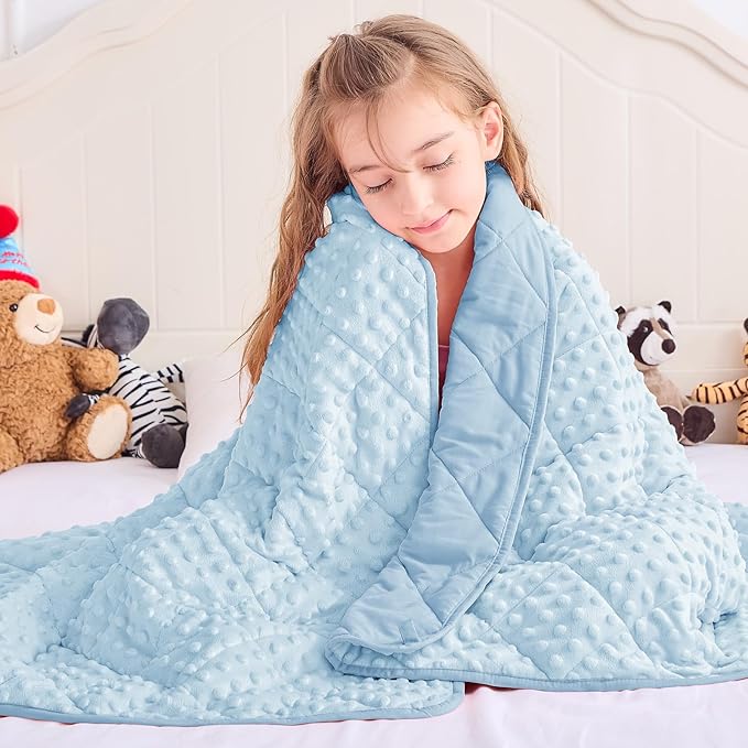 yescool Weighted Blanket 7 Pounds Light Blue Twin Size Cooling Weighted Throw Blanket, Minky Heavy Blankets Warm Weighted Comforter, Big Washable Thick Blankets Gift for 60-90lbs, 40 * 60in