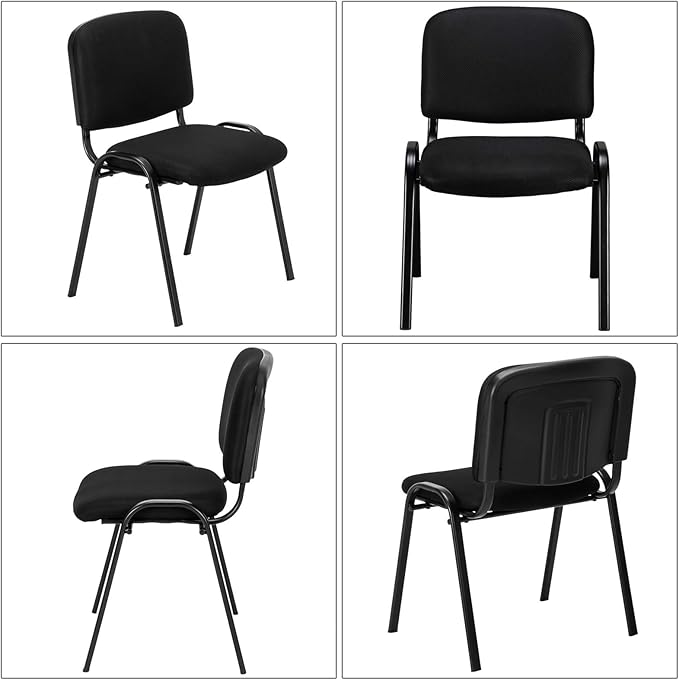 VINGLI Black Mesh Chairs - 10-Pack Stackable Armless Chairs for Office, Church, Conference & Meeting Rooms