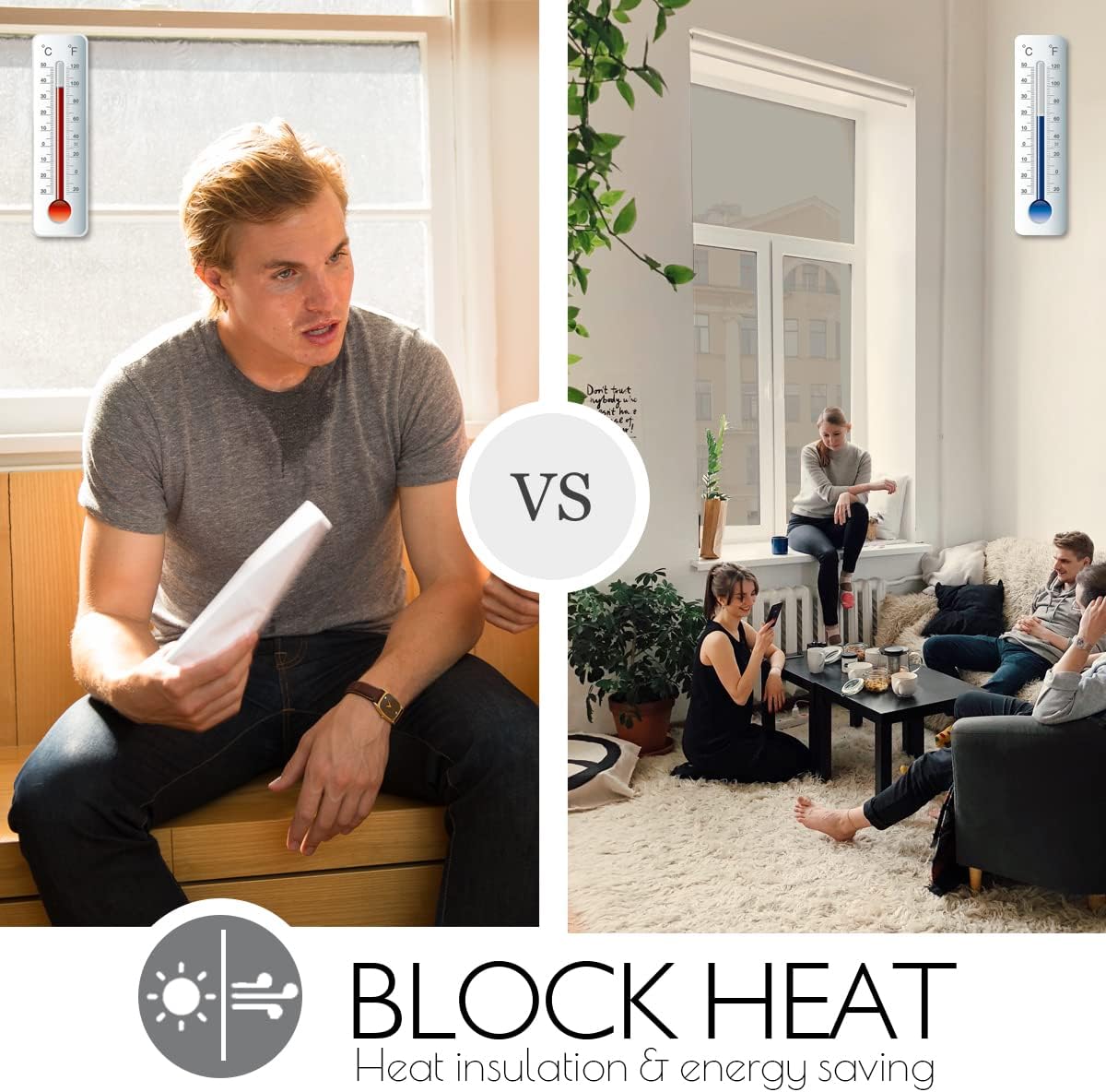 HIDBEA One Way Mirror Window Privacy Film Daytime, Heat Control Sun Blocking, Reflective Window Tint for Home Non-Adhesive Self Static Cling Window Sticker (Blue-Silver, 35.4 Inch x 16.4 Feet)