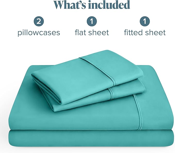 Bare Home Hotel Luxury Twin Sheet Set, Extra Soft - 4 Piece Set - Deep Pockets - Easy Fit - Cooling & Breathable - Wrinkle, Fade, Stain Resistant - Includes 2 Pillowcases (Twin, Turquoise)