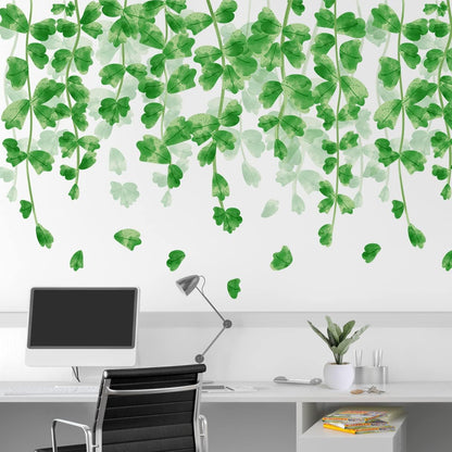 Amaonm Creative Removable Rainforest Plants Wall Decals Hanging Green Leaves and Vines Wall Stickers 3D Home Wall Corner Background Decoration Decor for Kids Girls Bedroom Nursery Offices Living Room