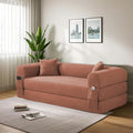 80" Convertible Sofa Bed, 3-in-1 Corduroy Folding Pull Out Couch with Pillows, No Assembly Modern Boneless Couch Compression Sofa in Box, Floor Sofa with Side Storage Pocket for Living Room,Pink